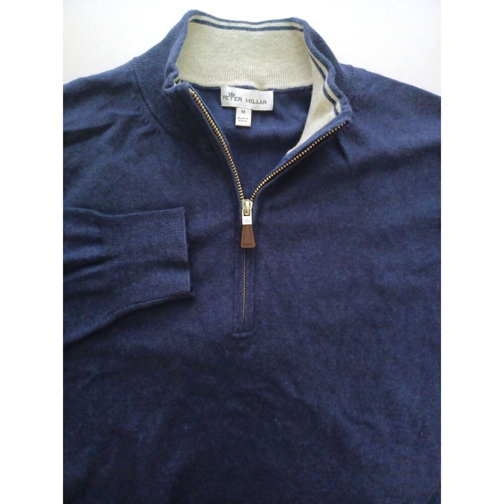 Peter Millar 1/4 Zip Pullover Medium Cotton Nylon Silk Cashmere Golf Preppy